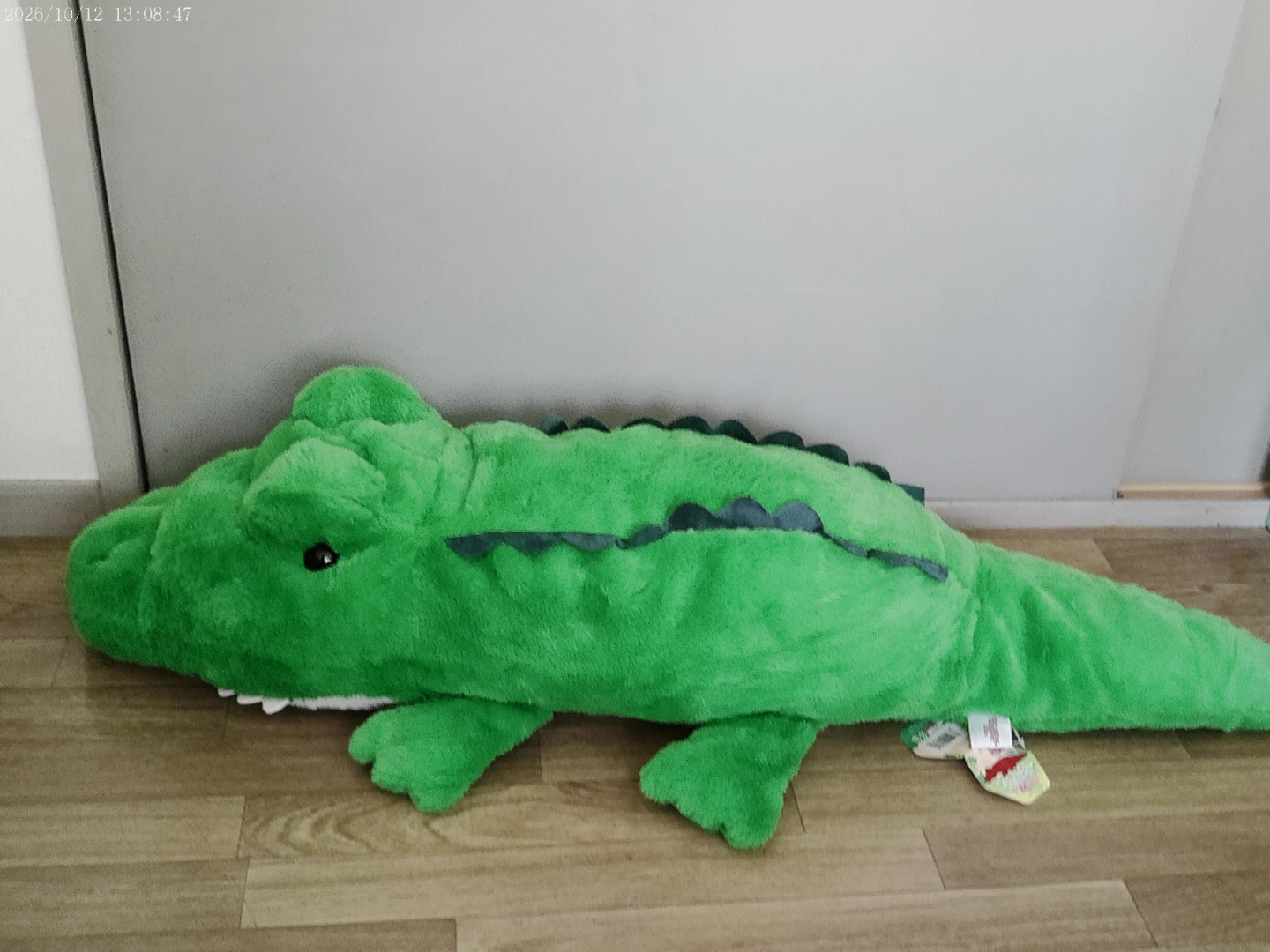 でっかい！ワニふわふわぬいぐるみ 100cm ビビット グリーンの写真2枚目
