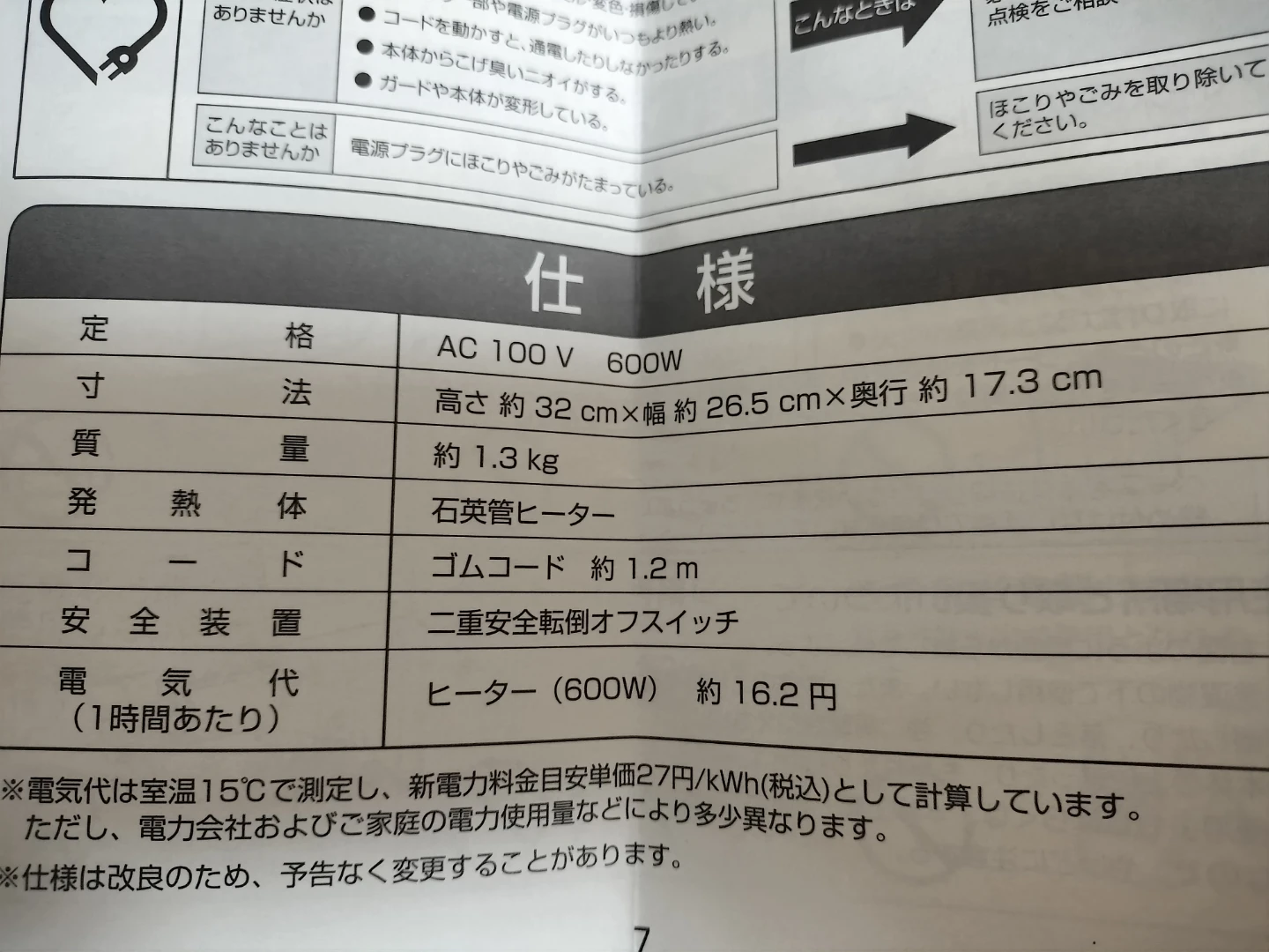 ユアサ 電気ストーブ YSH-D600Rの写真4枚目