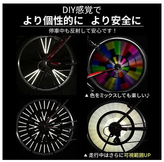 【新品】スポークリフレクター　自転車用反射板　24本セット　ライムグリーン　緑の写真4枚目