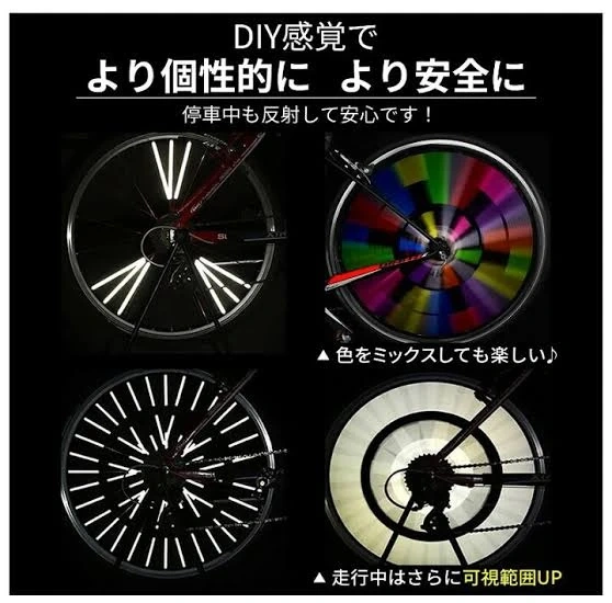 【新品】スポークリフレクター 自転車用反射板 24本セット ライムグリーン 緑の写真4枚目