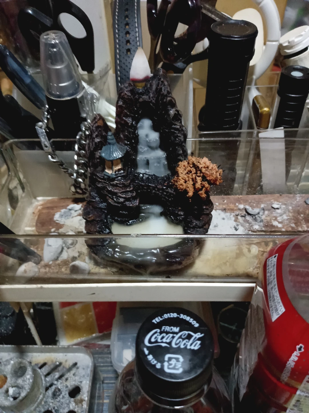 逆流香炉 山水デザイン 陶器製