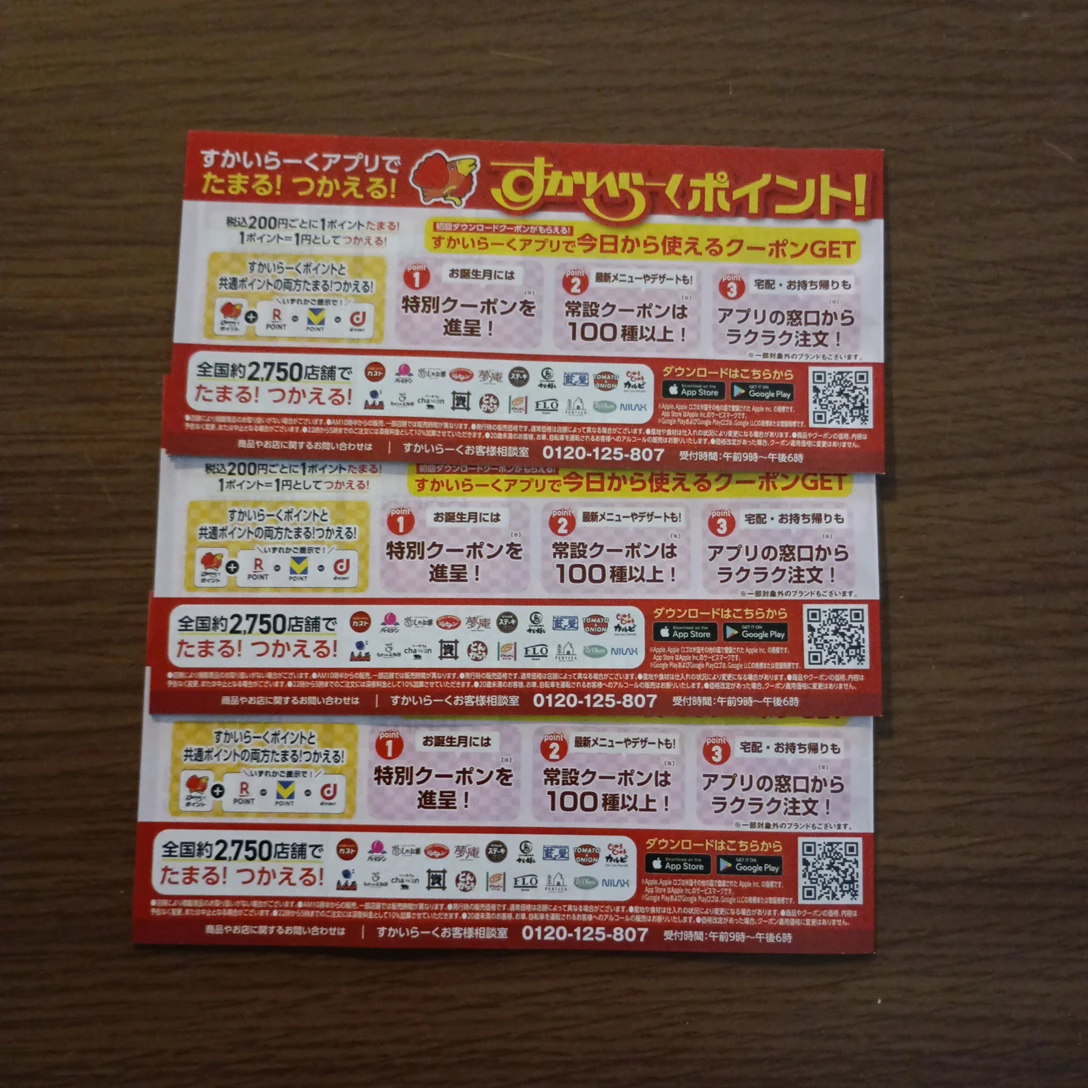 すかいらーく 秋の食べ歩きクーポン 3枚セットの写真2枚目