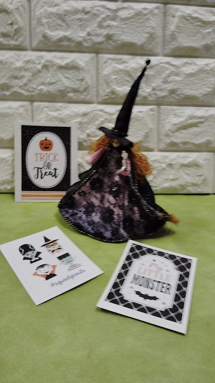 お洒落な魔女フェアリー　ハロウィン 魔女のドールオブジェ高さ22 cm（カード3枚付）の写真2枚目