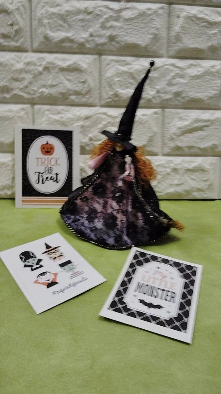 お洒落な魔女フェアリー ハロウィン 魔女のドールオブジェ高さ22 cm(カード3枚付)の写真2枚目