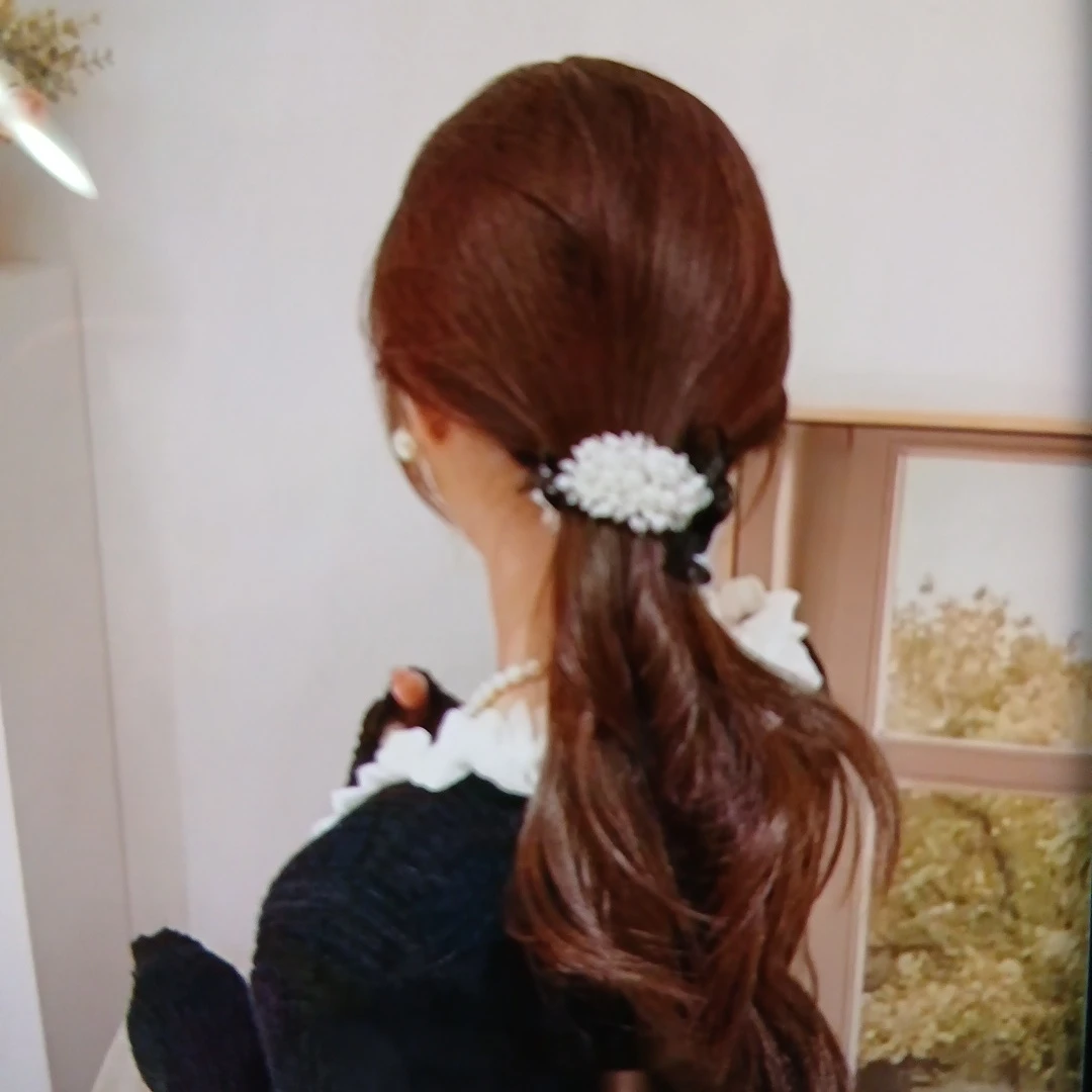💗パール バンスクリップ 黒リボンの写真2枚目