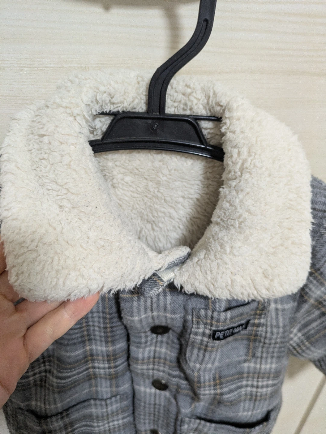 1歳向け【プティマイン】リバーシブルジャケット チェック 80cmの写真3枚目