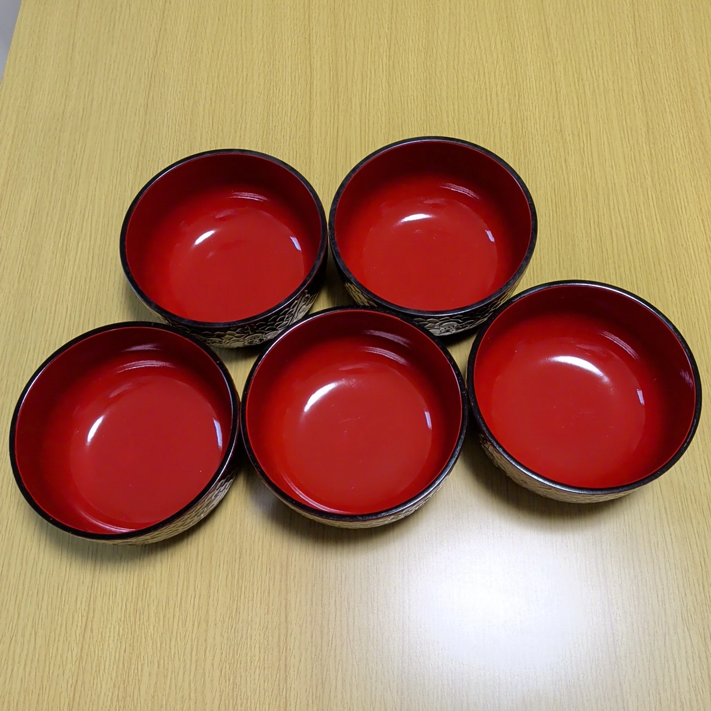 山中漆器 ラーメン鉢 レンゲ 5客セットの写真2枚目
