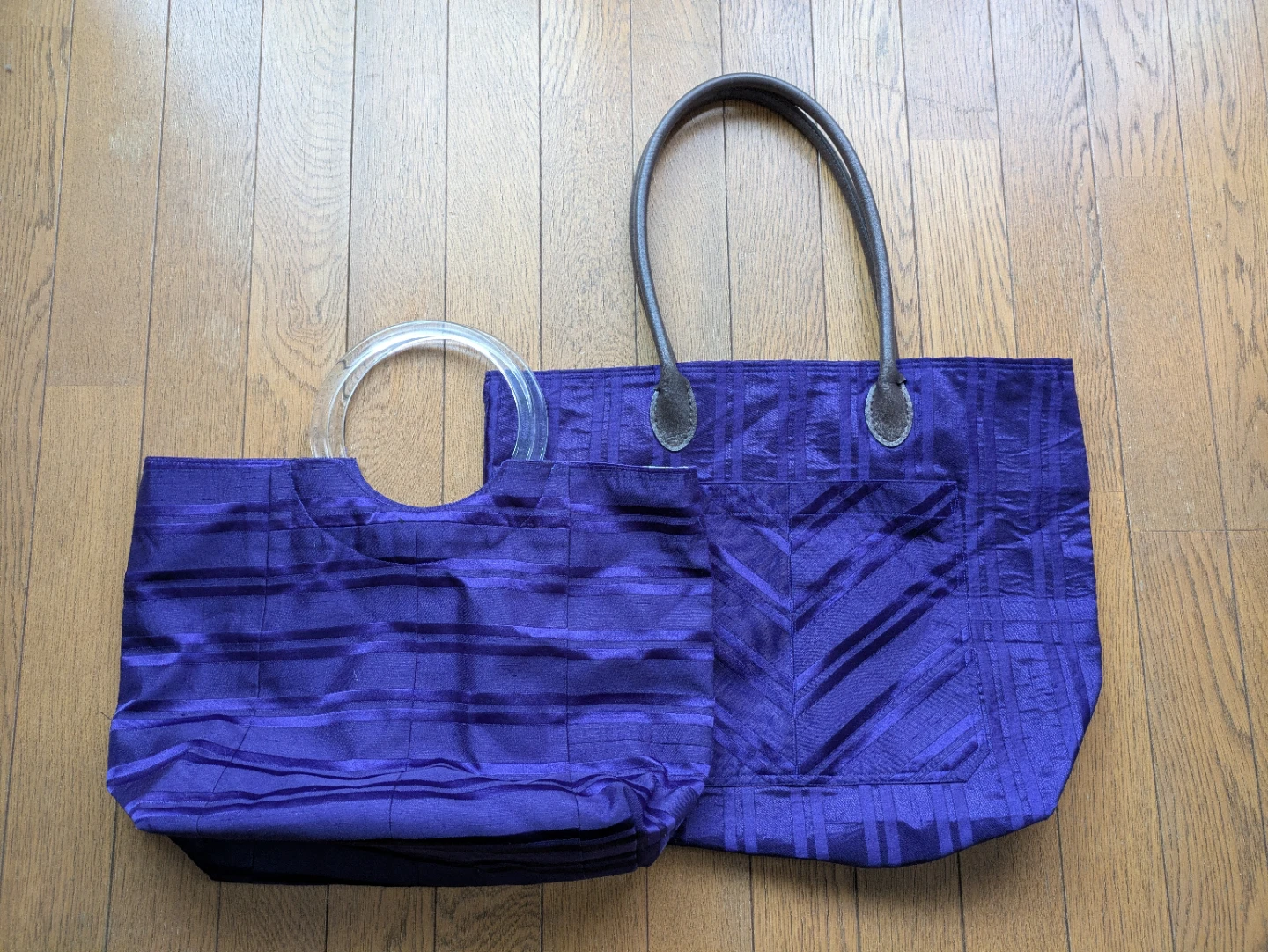 ハンドメイド　トートバッグ 2点セット(パープル)