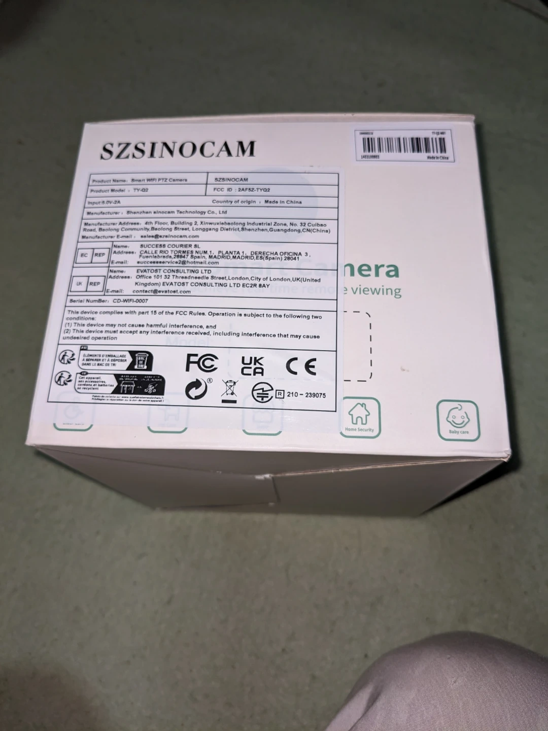 SZSINOCAM WiFiスマートカメラ TY-Q2の写真5枚目
