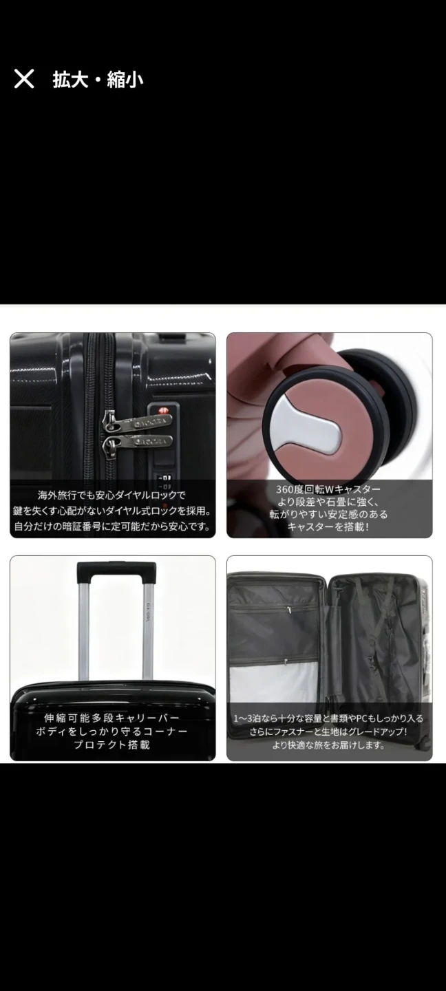 ◇ 新品未使用  スーツケース  Ｓサイズ 超軽量  ダークグレーの写真4枚目