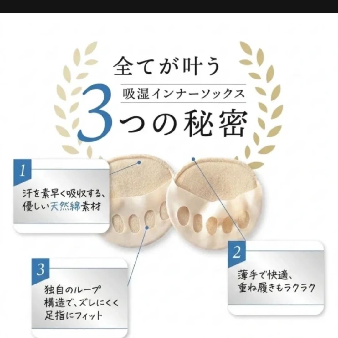 つま先インソール 3足セット 吸湿インナーソックスの写真3枚目