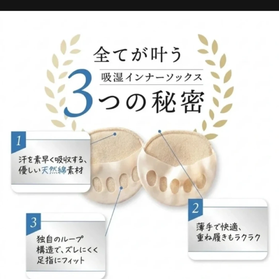 つま先インソール 3足セット 吸湿インナーソックスの写真3枚目