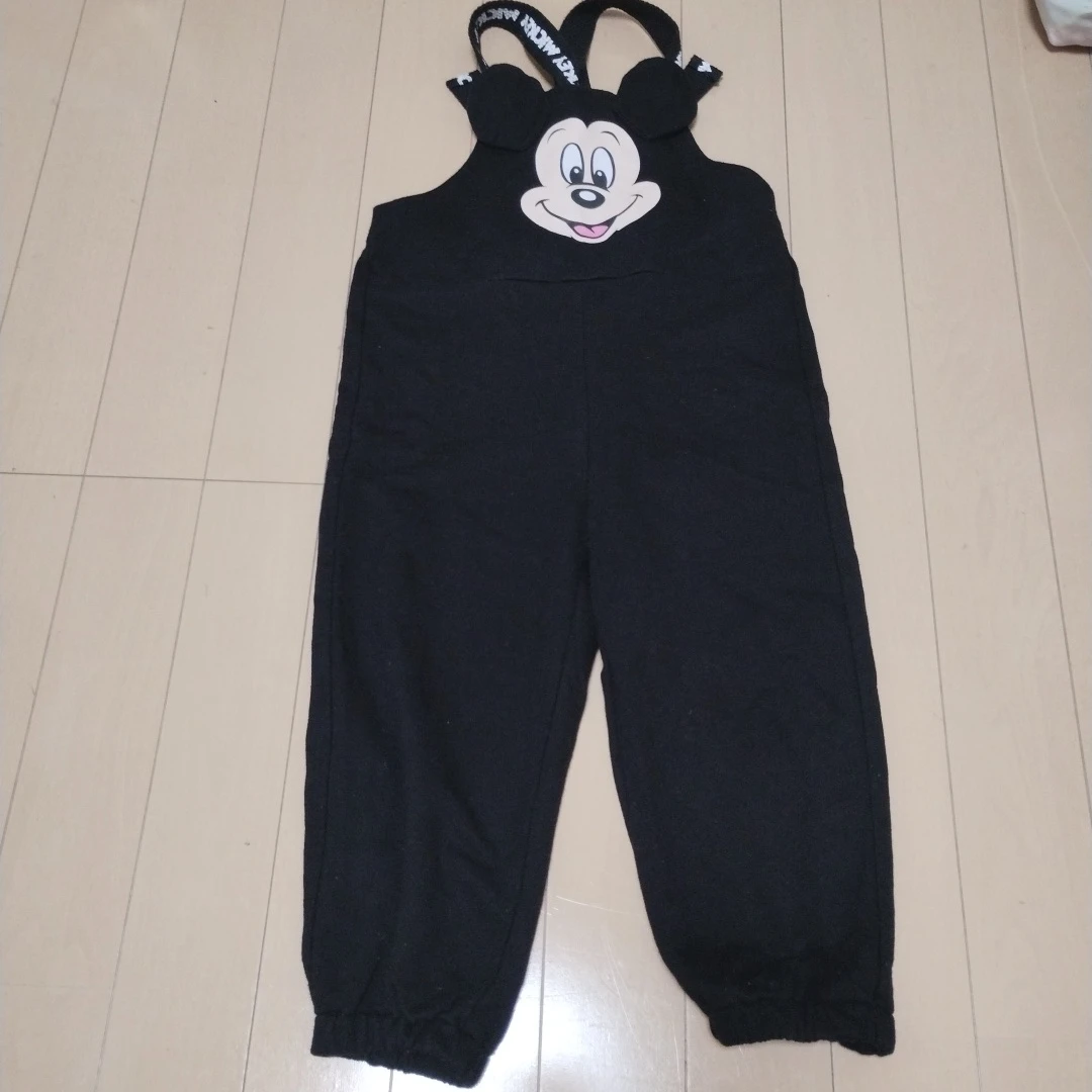 ディズニー ミッキー サロペット 黒 100cm　黒オーバーオール