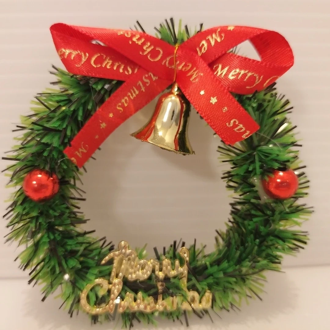 クリスマスミニリース 装飾 ベル リボン