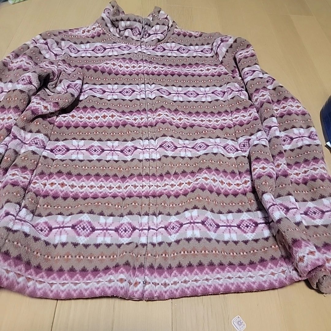 ノルディック柄 フリース ジャケット ピンク系