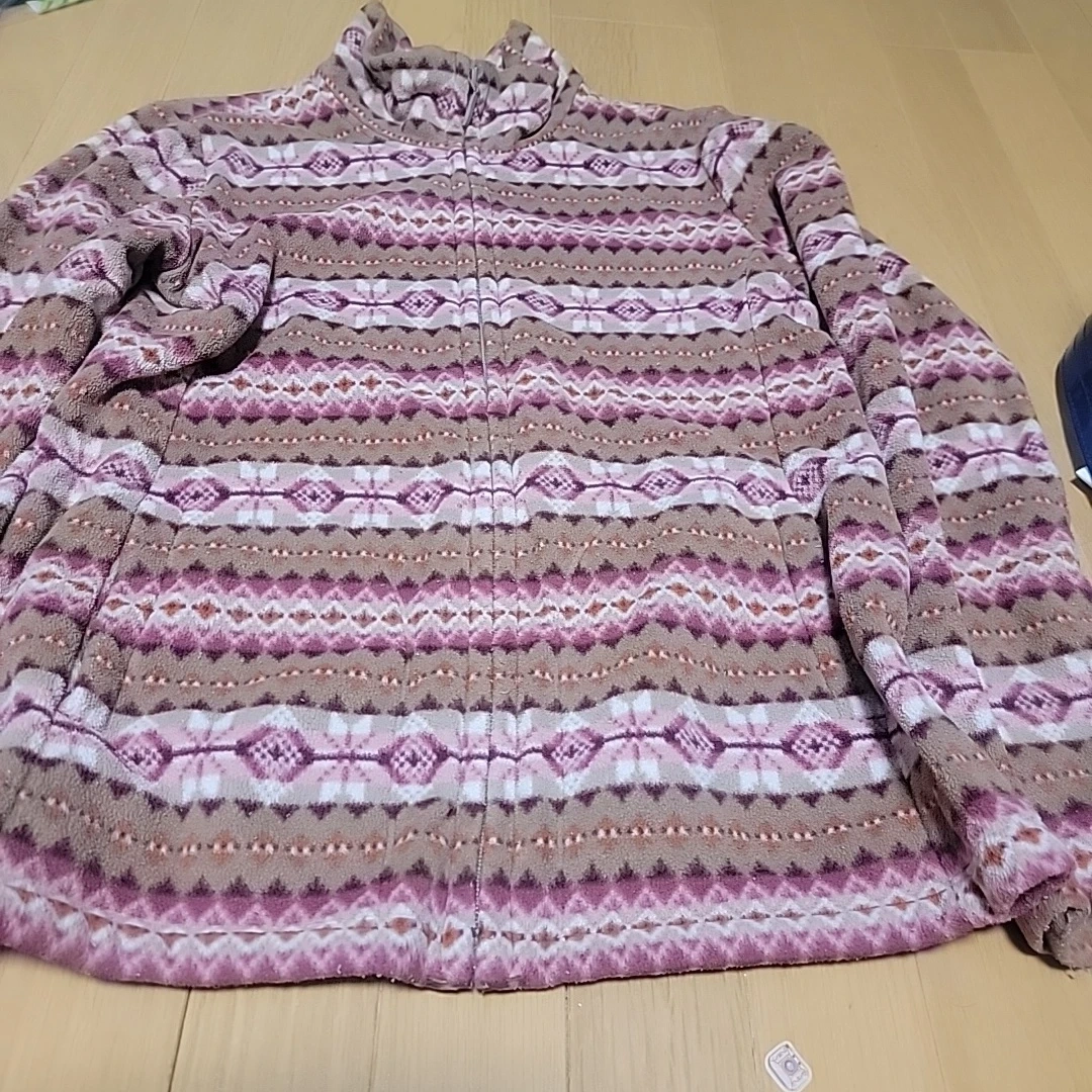 ノルディック柄 フリース ジャケット ピンク系