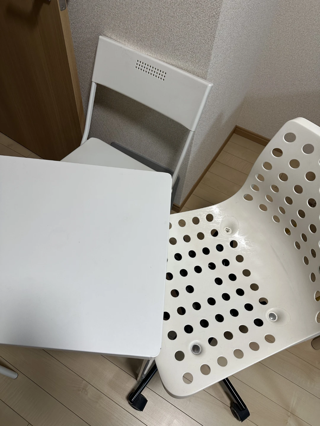 シンプルデスク チェアセット ホワイト
