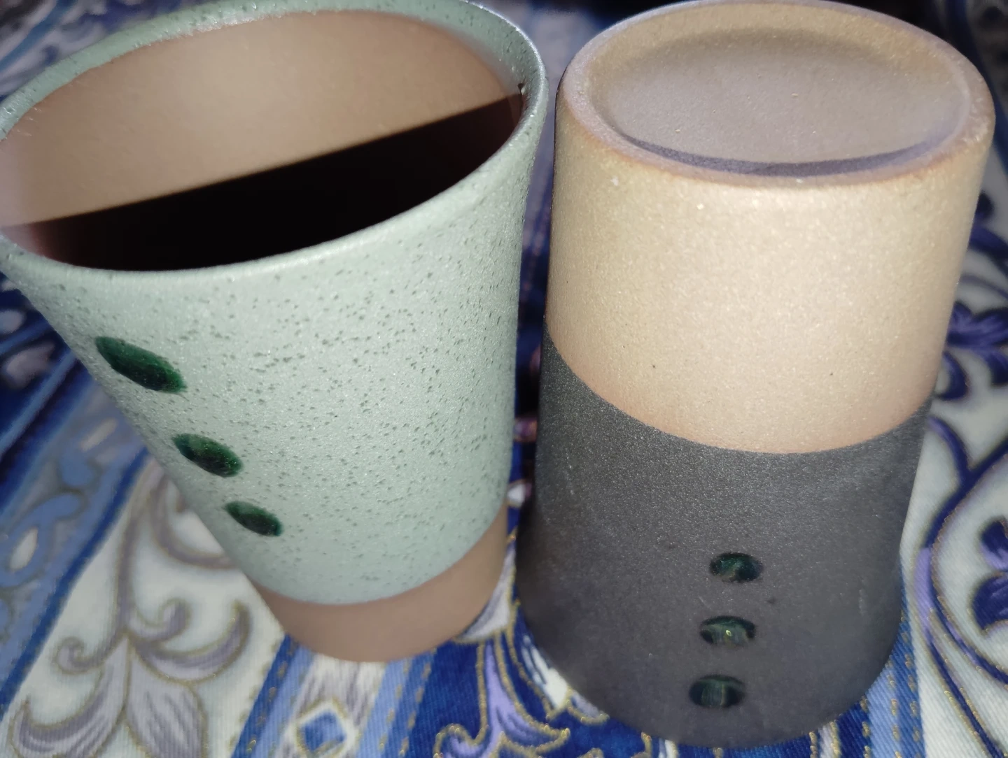 2層の差異 ペア タンブラー セット 和モダン 陶器ドット柄