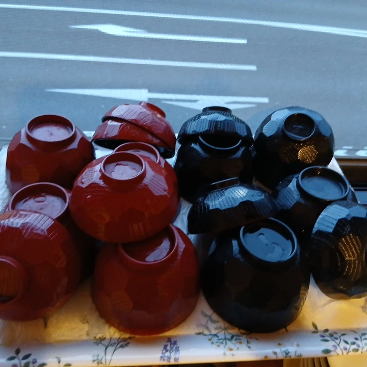 木製 汁椀 8客セット 赤・黒 漆器蓋付き