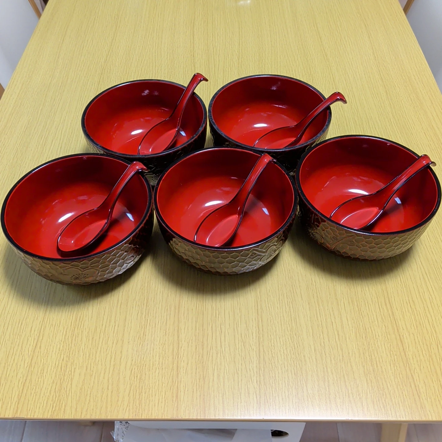 山中漆器 ラーメン鉢 レンゲ 5客セット