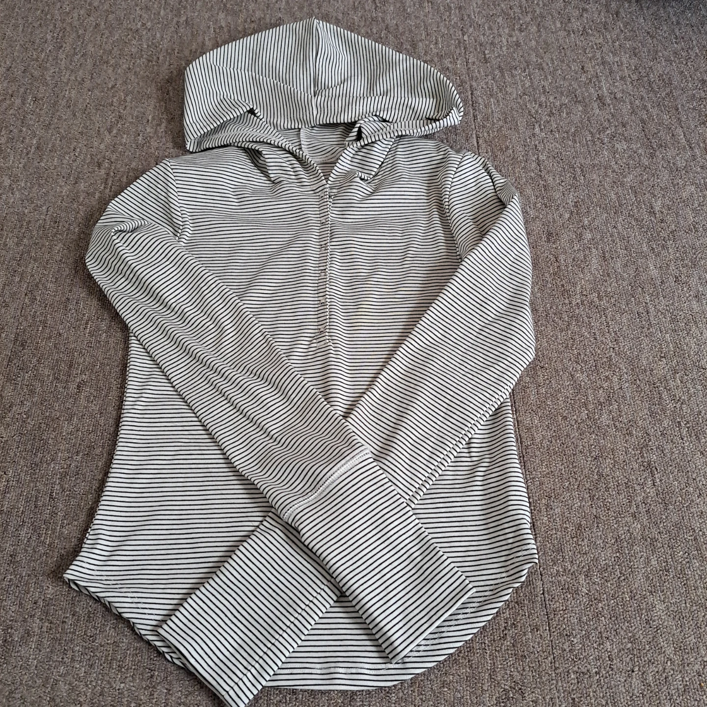 ボーダー柄 フード付きカットソー フリーサイズ